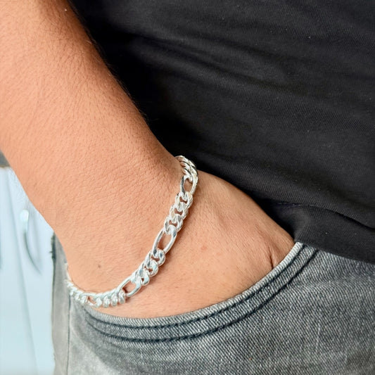 Men’s Silver Figaro Chain Bracelet
