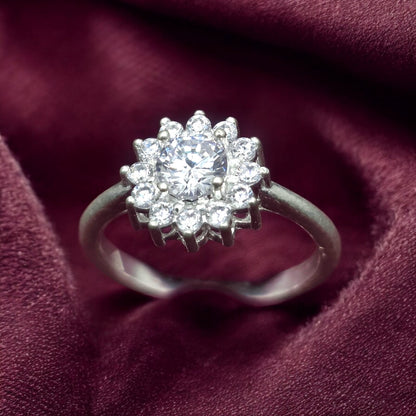 Classic Halo Solitaire  Ladies  Ring