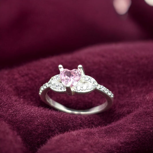 Pink Heart Sparkle Ladies Ring