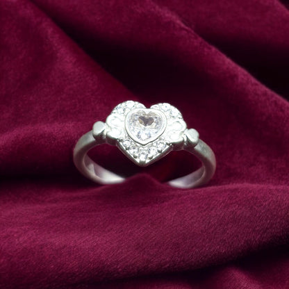 Classic Diamond Heart Halo Ladies Ring
