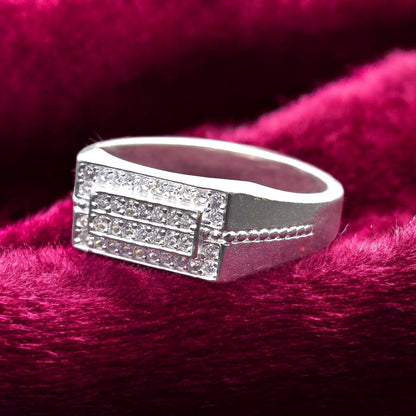 Twin Brick CZ Gents Ring
