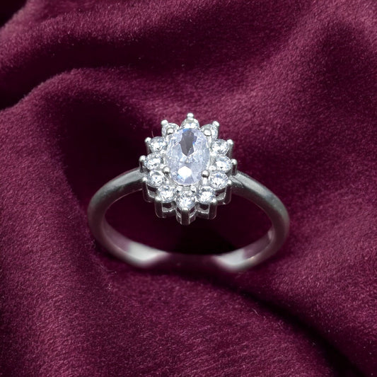 Oval White Blossom Ladies Ring