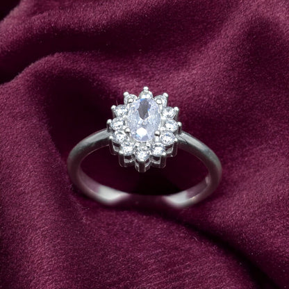 Oval White Blossom Ladies Ring