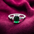 Emerald Square Ladies Ring