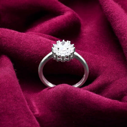 Oval White Blossom Ladies Ring