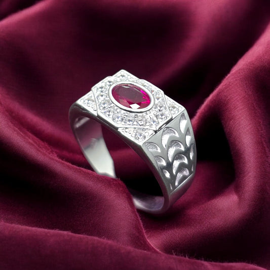 Ruby Crest Gents Ring